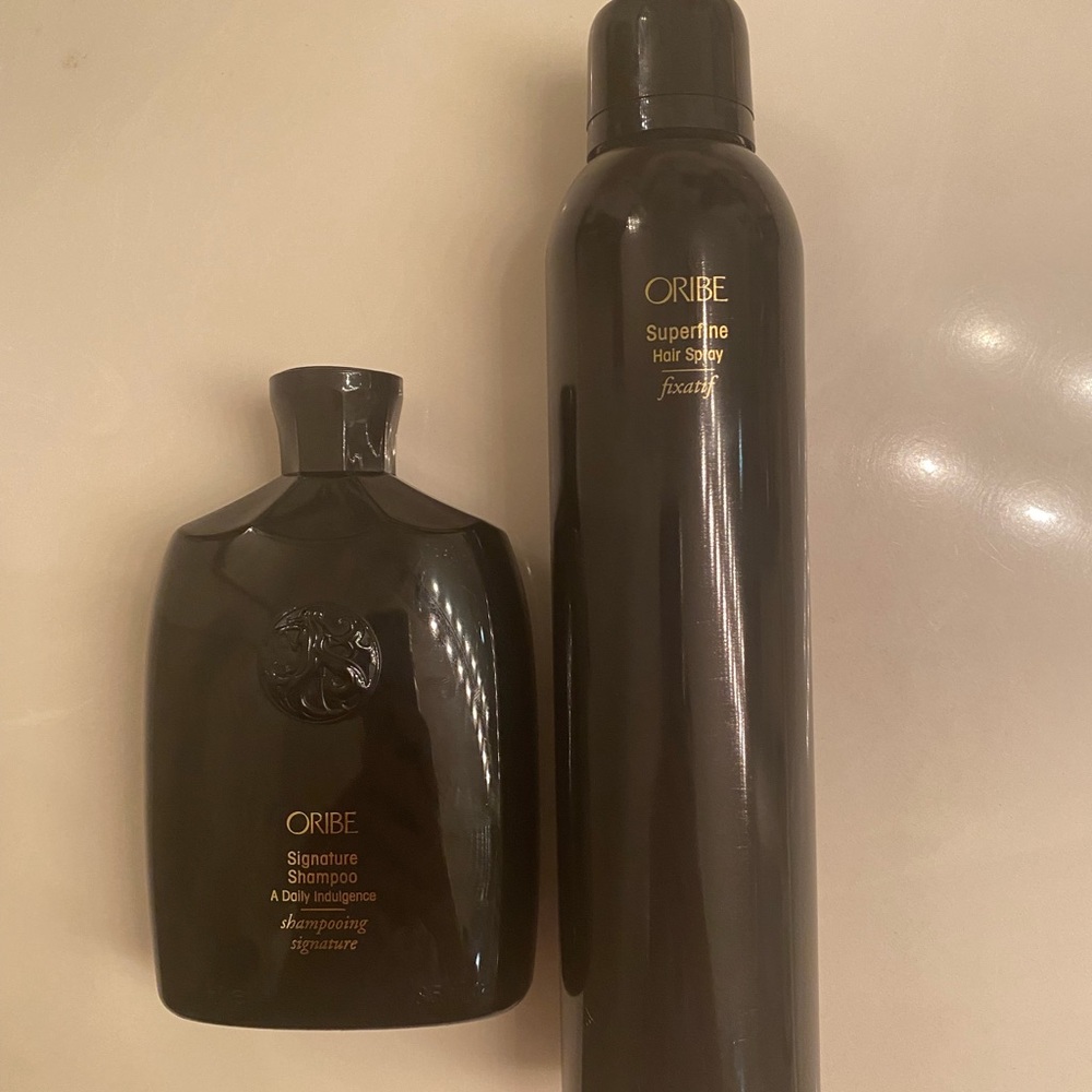 Oribe Signature shampoo and superfine hairspray